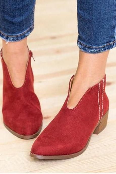 Solid Cut Front Women Flat Boots Shoes
