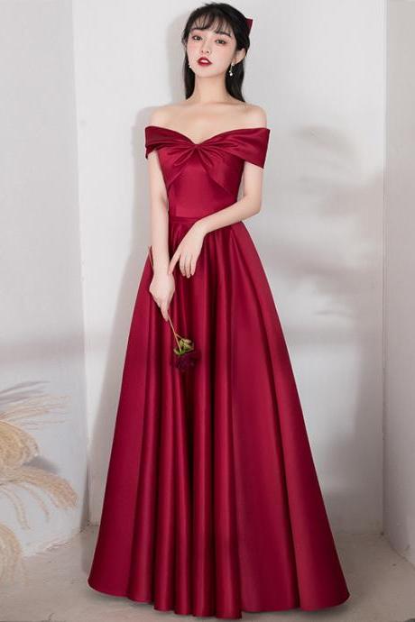 Off The Shoulder Dark Red Evening Dress Asian Long Special Occasion Pageant Gown