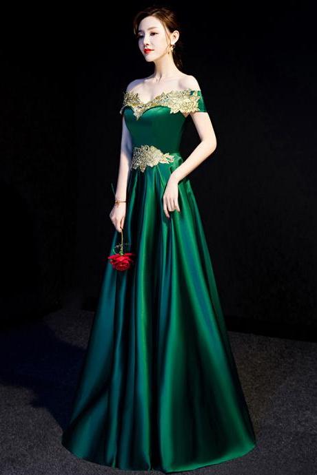 Green Evening Gown Long Formal Occasion Dress For Asian