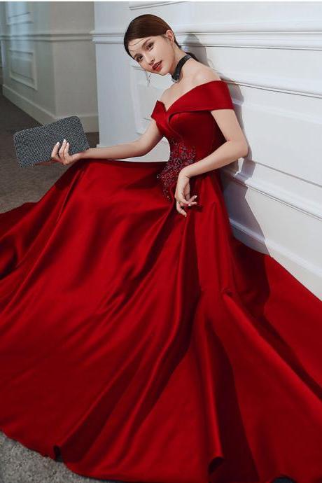 Off Shoulder Long Red Special Occasion Dress Formal Party Evening Gowns Asian