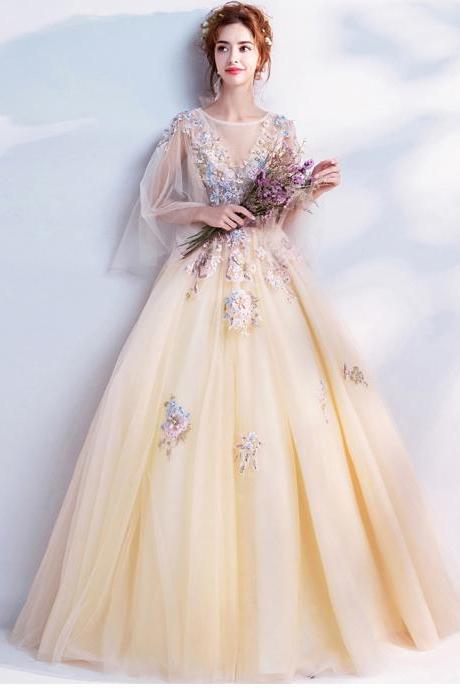 Wrap Sleeves Fairy Tale Formal Occasion Dresses Princess Evening Gowns
