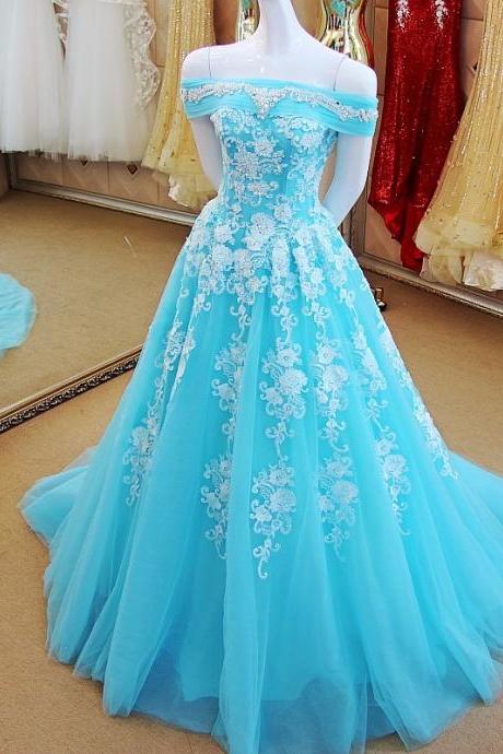 Lake Blue Formal Occasion Dresses Long Special Pageant Evening Gowns