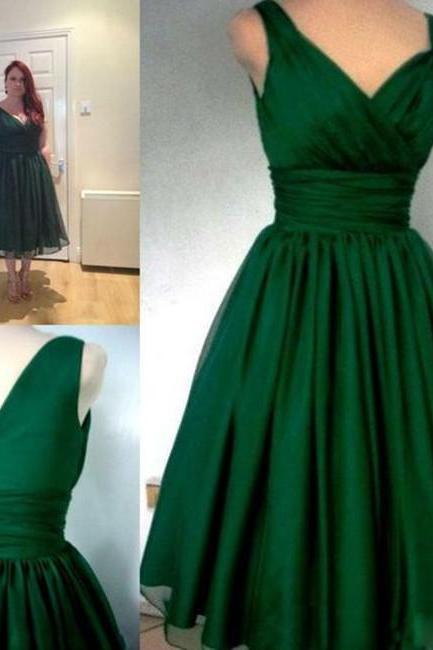V Neck Vintage Midi Dress