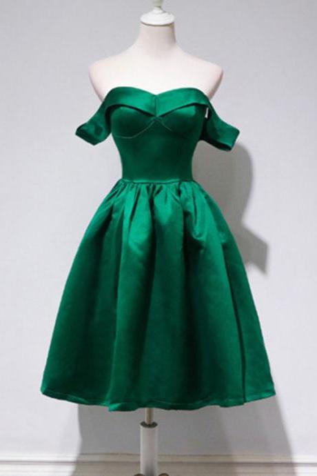 Off Shoulder Hunter Green Short Party Dresses Semi Formal Occasion Evening Gowns Homecoming Dress