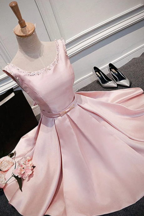Nude Pink Short Homecoming Party Dresses