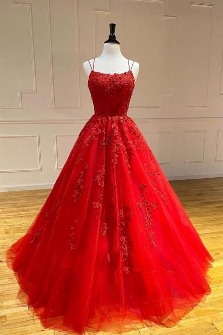 Long Red Prom Dresses Floor Length Special Occasion Evening Gowns