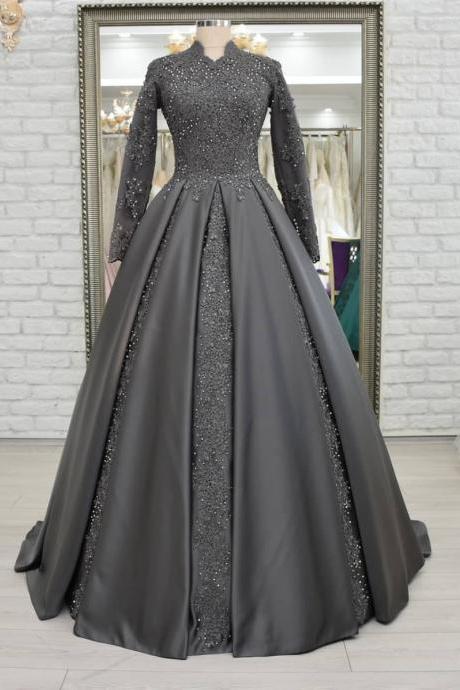 Dark Green Islamic Formal Occasion Dresses Evening Gowns Modest Style