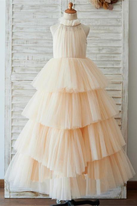 Tiered Long Tulle Girl Dress