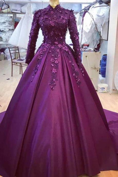 Purple Modest Formal Occasion Dress