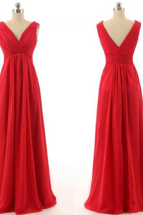 Red Long Bridesmaids Dresses Formal Occasion Wear