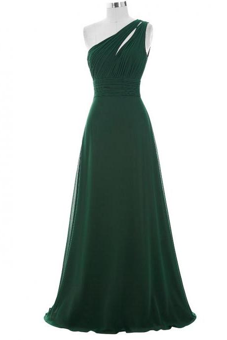 One Shoulder Long Chiffon Pageant Dress Special Occasion Evening Gowns