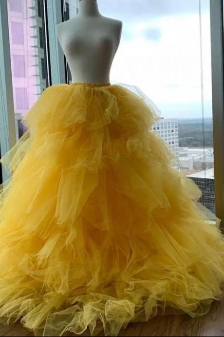 Tiered Yellow Tulle Skirt