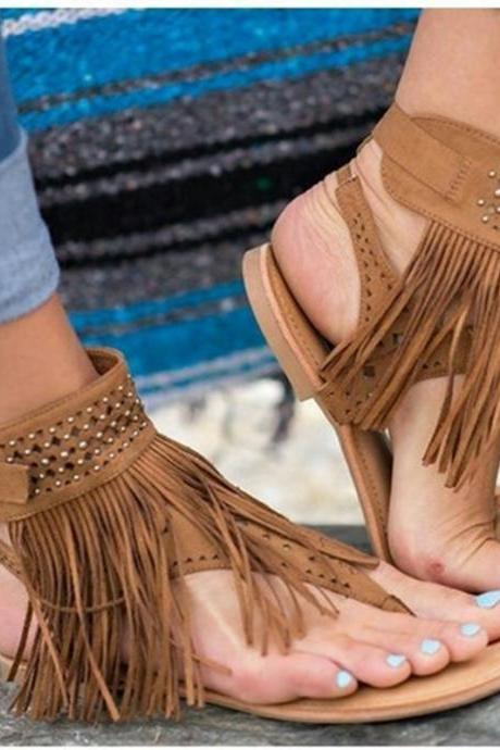 Tassel Ankle Flip Flop Summer Beach Shoes