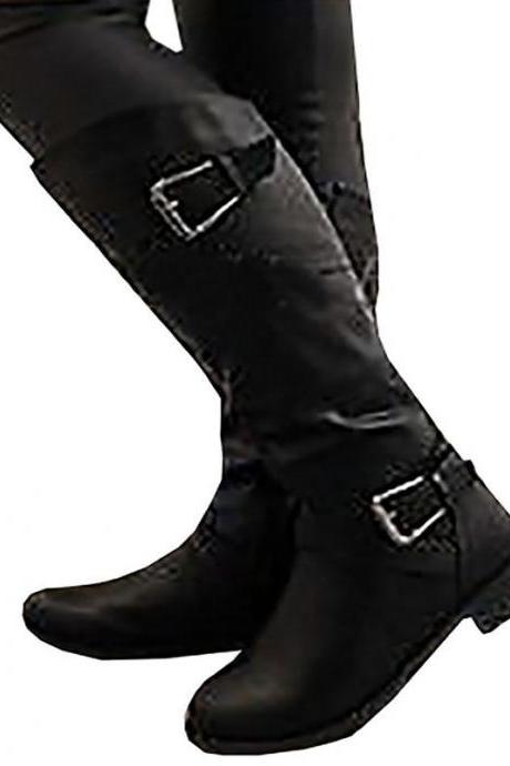 Bucke Detail Women Leather Boots