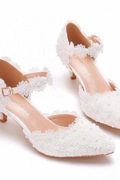 Ankle Strap Kitten Heel Wedding Shoes