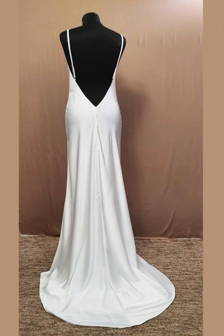 Open Back Ivory Wedding Reception Dress
