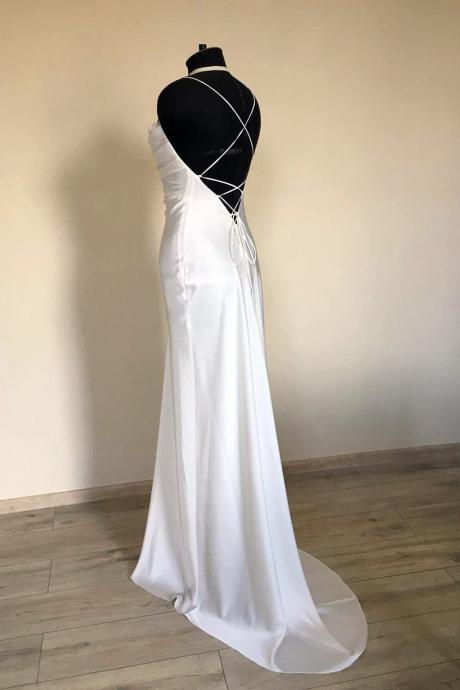Scoop Neckline Ivory Wedding Reception Dress