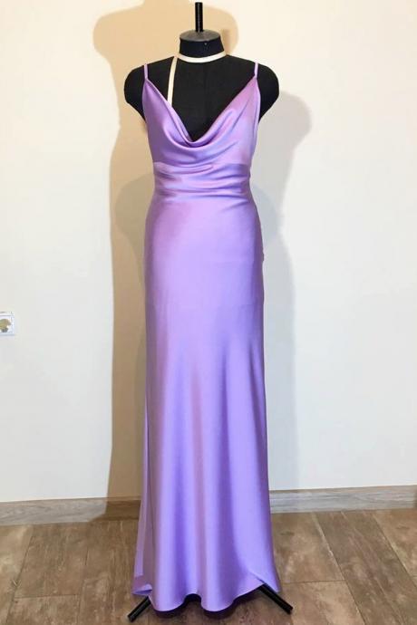 Lavender Column Long Formal Occasion Dresses Evening Gowns