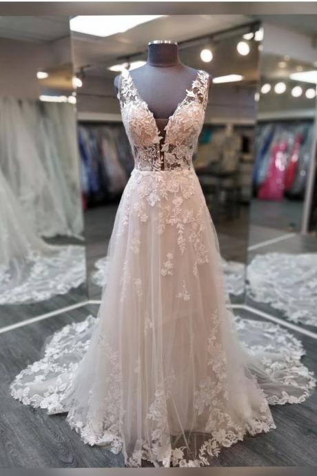 Sheer Bodice Modern Designer Ivory Lace Wedding Dresses