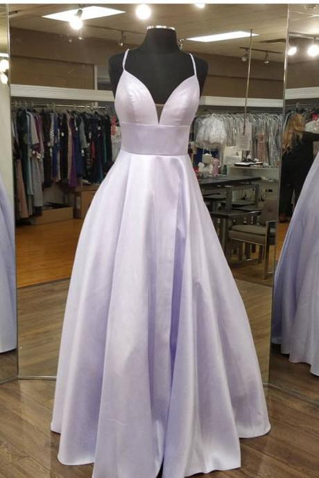 Lavender Simple Satin Prom Dresses Evening Gowns