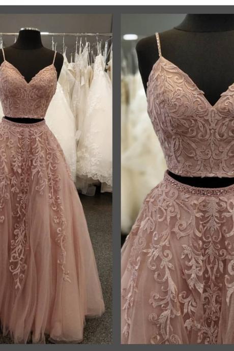 2 Piece Prom Dresses Evening Gowns With Lace Details