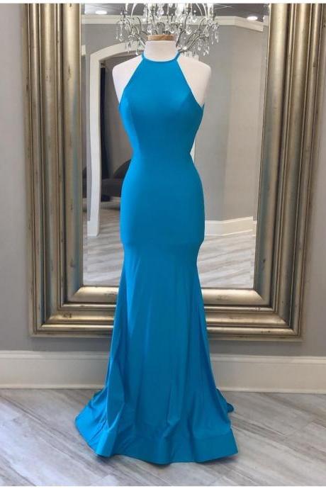 Blue Sheath Prom Dress