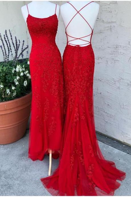 Scoop Neck Sheath Long Prom Dress Evening Gowns With Open Back