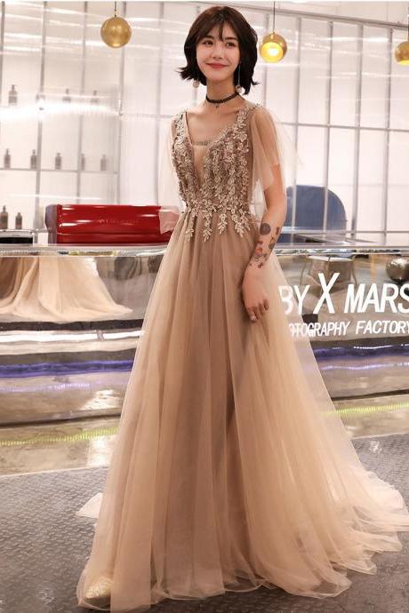 Champagne Long Dress Evening Gown