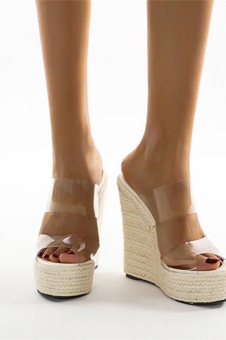 Two Part Wedge Mule Sandals