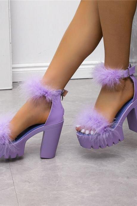 Lavender Ankle Strap Platform Sandals