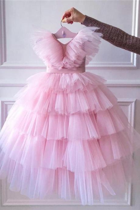 Pink Tulle Girl Pageant Dresses For Birthday