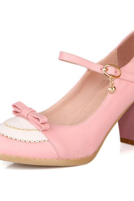 Pink Mary Jane Vintage Women Shoes