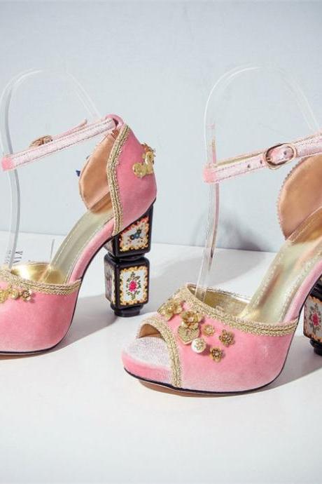 Ankle Strap Pink Women Sandals Shoes