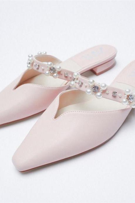 Pink Point Toe Mules