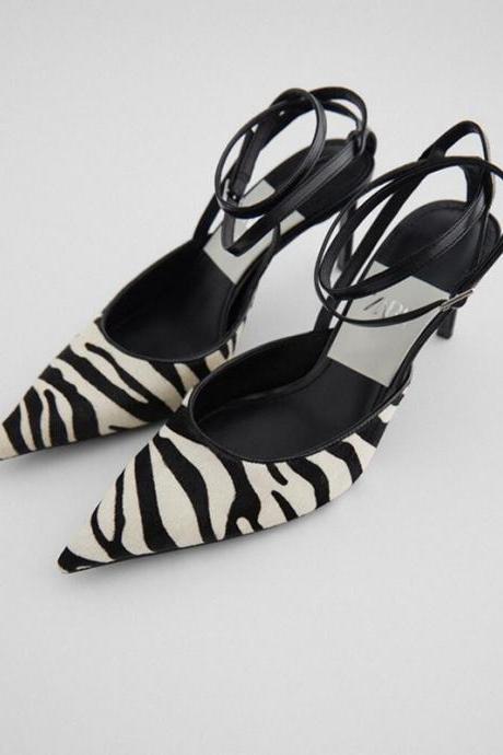 Zebra Print Point Toe Pumps Shoes