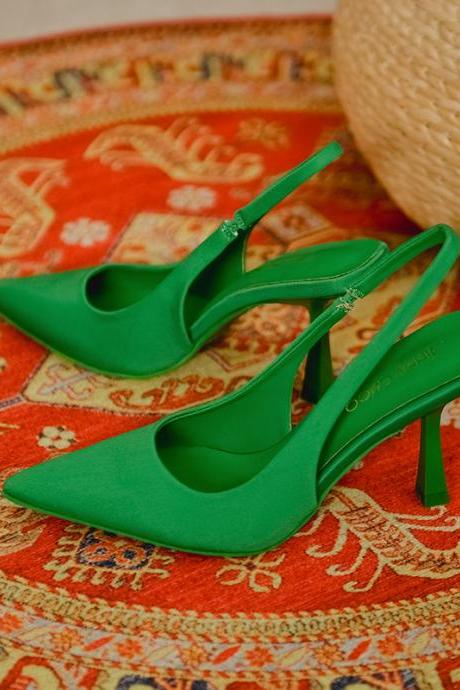Minimalist Green Prom Shoes Slingback Pumps