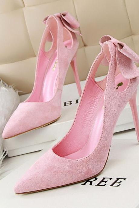 Point Toe Suede Pink Pumps