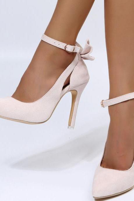 Pink Suede Ankle Straps Pumps