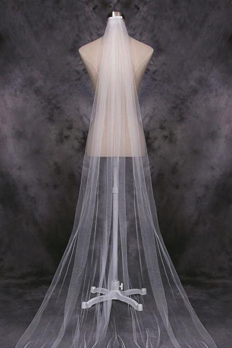 Cut Edge Single Layer Bridal Veil 