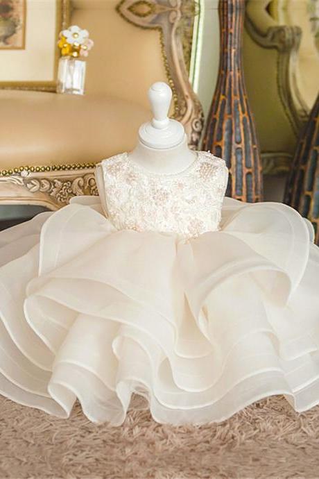 Ivory Flower Girl Dress with Tiered Skirt