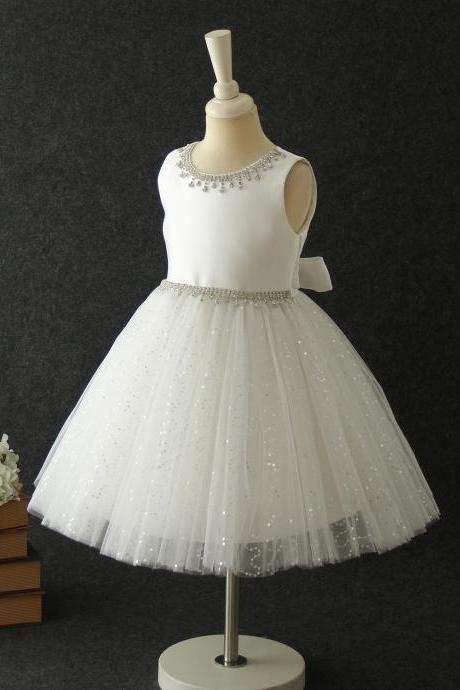Ivory Flower Girl Dress With Glitter Skirt