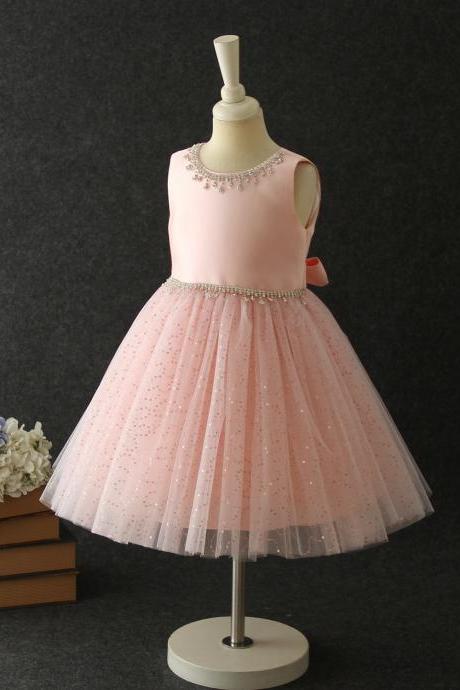 Pink Girl Dress With Glitter Skirt