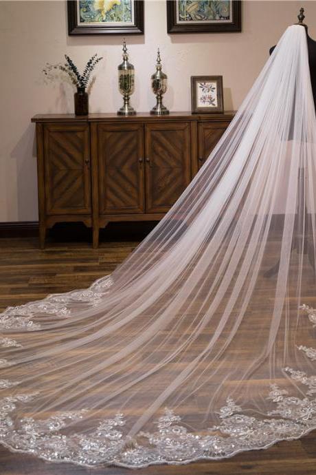 3M Long Single Layer Bridal Veil with Comb
