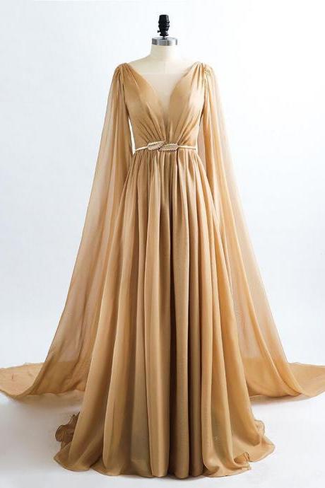 Sheer Neck Chiffon Long Formal Occasion Evening Gown Pageant Dress