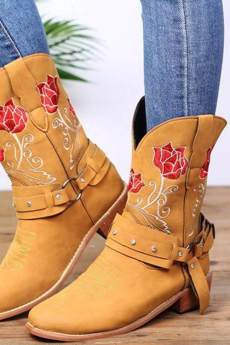 Embroidery Country Boots For Women
