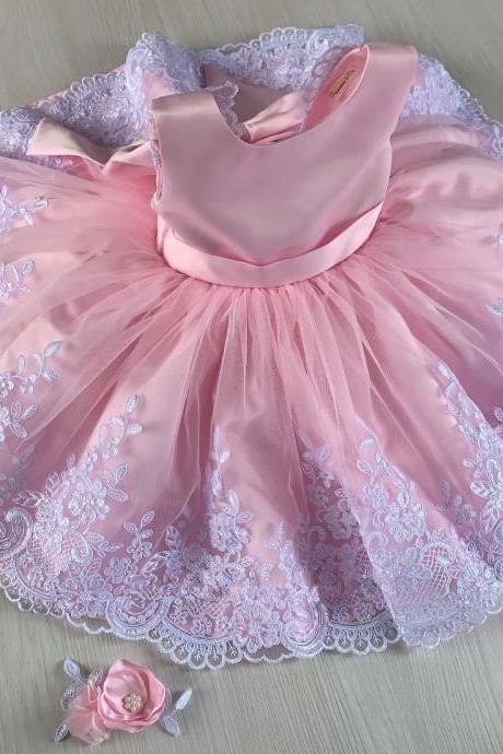 Girl Birthday Dresses With White Lace Trim