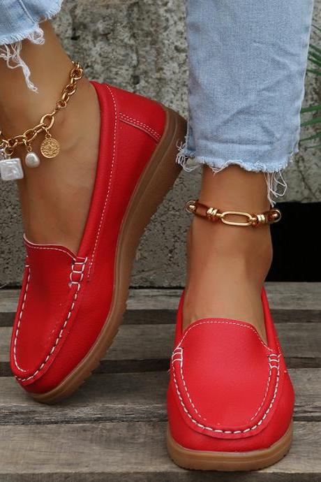 Women Red Loafers Shoes