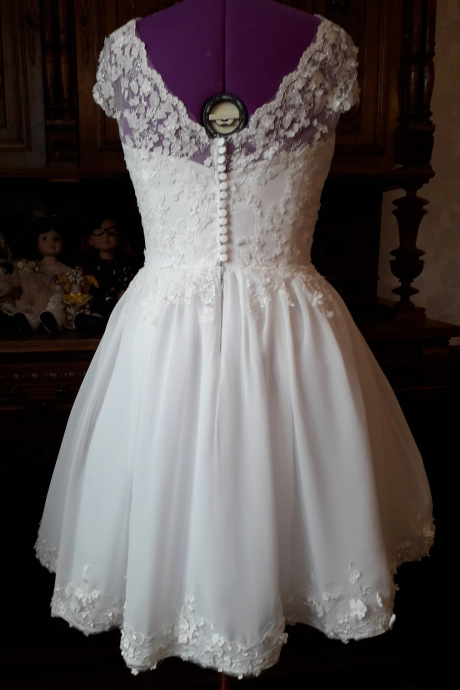Cap Sleeves Short Wedding Dress Bridal Gown