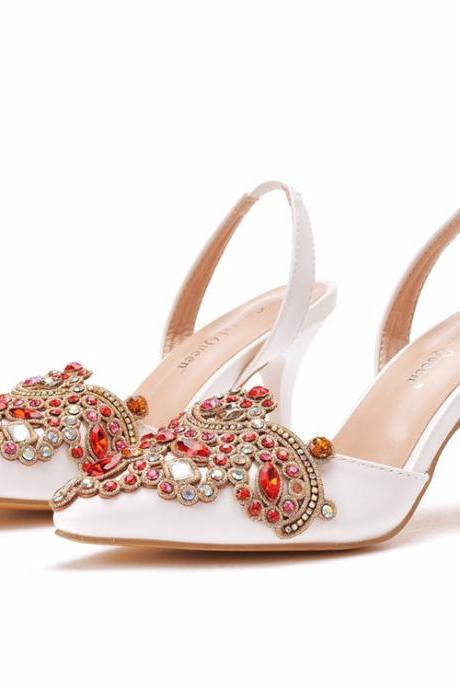Jeweled Detail Slingback Women Sandals Party Shoes