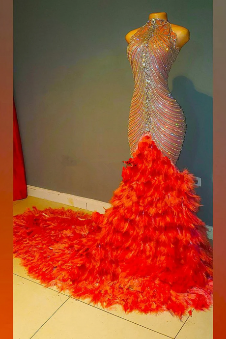 Sparkle Rhinestones Decor Mermaid Prom Dresses for Pageant Wedding Reception